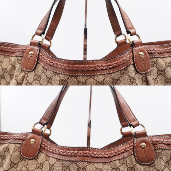X32❤️Gucci GG Canvas and Leather Brick Lane Tote Gucci - Picture 10 of 15